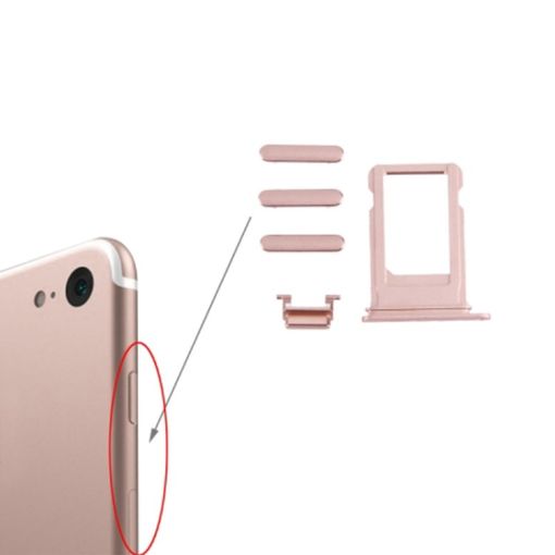 iPhone 7 Rose Gold Card Tray + Volume Control + Power + Mute Switch Key - 1
