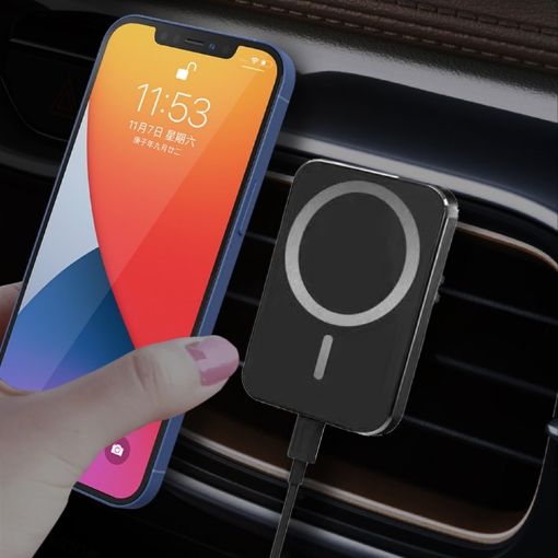 X16 Magsafe Car Vent Mount 15W Fast Charging Qi Wireless Charger Black - 1