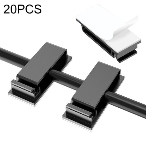 20 PCS HG2613 Desktop Data Cable Organizer Fixing Clip - Black - 1