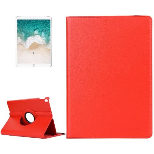 Litchi Texture Red Leather Case for iPad Pro 10.5/Air 2019, 360 Spin - 1