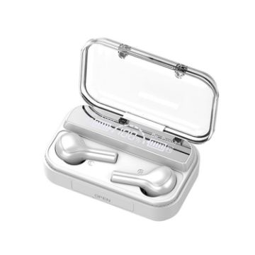 TWS Bluetooth Earphone with Noise Cancelling & Charging Box - White - 1