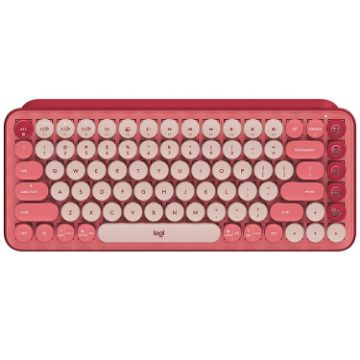 Logitech POP KEYS Pink Bluetooth Mechanical Keyboard - Round Buttons - 1