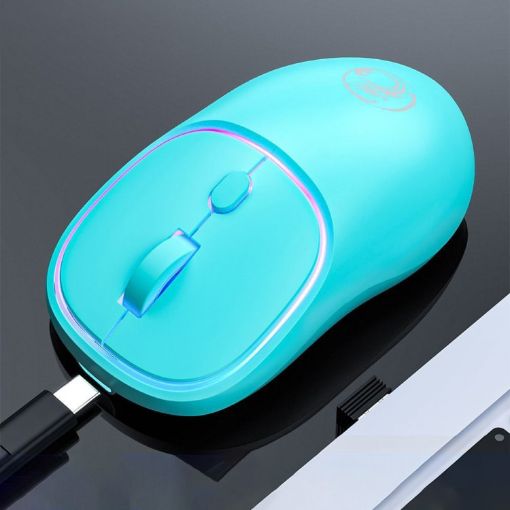 iMICE W-618 Blue Silent Wireless Mouse, 4 Buttons, 1600 DPI, Rechargeable - 1