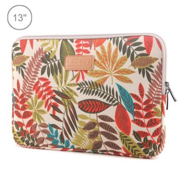 Lisen 13" Sleeve Case for Laptops - Colorful Leaves Design, White - 1