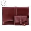 Leather Laptop & Tablet Bag w/ Cable Winder for 11.6" & Below - Wine Red - 1