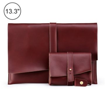 Leather Laptop & Tablet Bag w/ Cable Winder for 13" & Below - Wine Red - 1