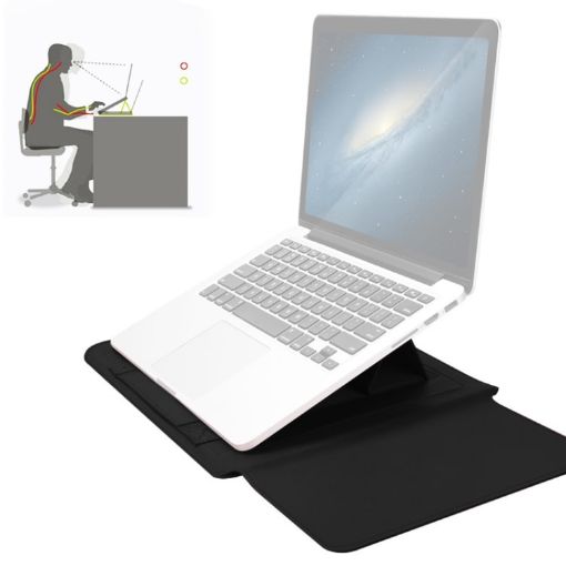 Universal Waterproof PU Leather Laptop Bag Set for 13/14" - Black - 1
