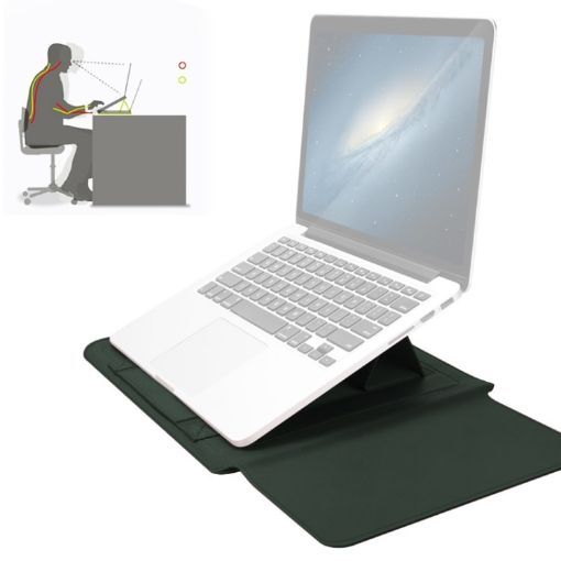 Universal Waterproof PU Leather Laptop Bag Set for 13/14" - Green, 4 in 1 - 1
