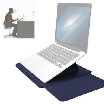 Universal Waterproof PU Leather Laptop Bag Set for 15" Laptops, Dark Blue - 1