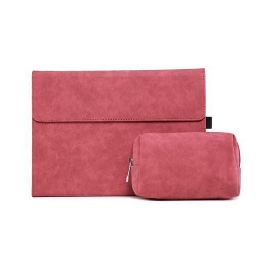 Surface Pro 7/7+ Red Sheepskin Leather Case with Pen Slot & Power Bag - 1