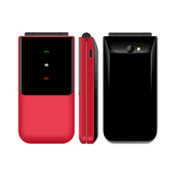 UNIWA F2720 Flip Phone, 1.77" Display, Dual SIM, Bluetooth, FM, Red - 1