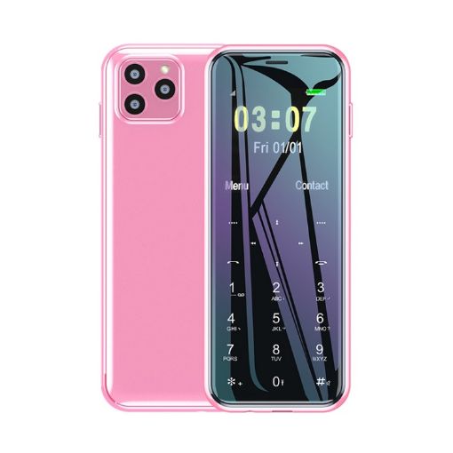 ULCOOL V8 Card Mobile Phone, 1.44" Display, 1000mAh, Dual SIM, Pink - 1