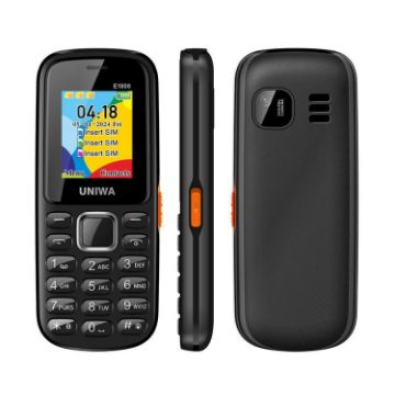 UNIWA E1808 Elder Keypad Phone, 1.77" Display, Triple SIM, 2G, Black - 1