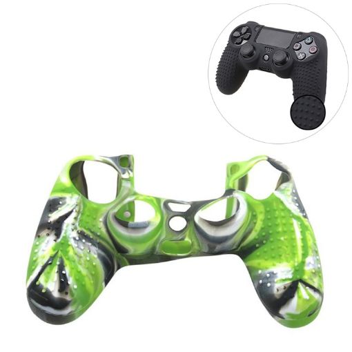 Non-slip Silicone Protective Case for Sony PS4 - Black & Green - 1