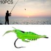 10 PCS 4cm Green Soft Shrimp Bait Lures with Hook for Fishing - 1