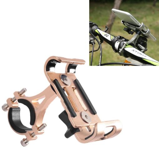Gold Aluminum Alloy Phone Holder for Motorcycle & Bicycle - Universal Fixing Frame - 1
