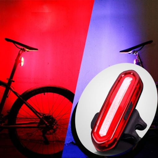 AQY-096 IPX4 USB Rechargeable Dual Color LED Bike Taillight (Blue/Red) - 1