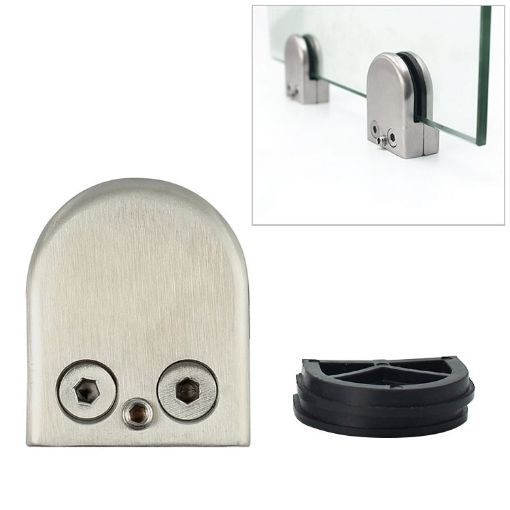 Concave Curved Bottom Matte 201 Stainless Steel Glass Clamp Bracket - 1