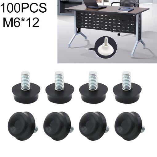 Adjustable Foot Pad Furniture Support Stub, 100 PCS M6x12 Screw - 1