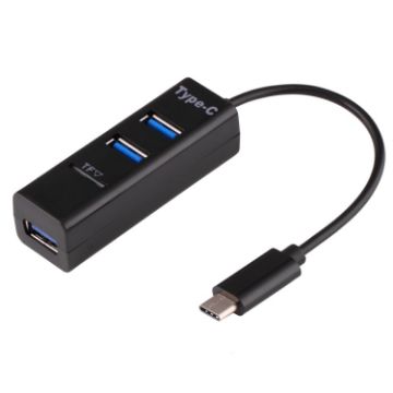 USB-C to USB 2.0 Hub with 3 Ports + TF Card Reader (Black) - 1
