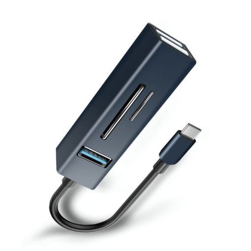 5 in 1 USB-C to USB3.0 + SD/TF Card Reader HUB Adapter - Blue - 1