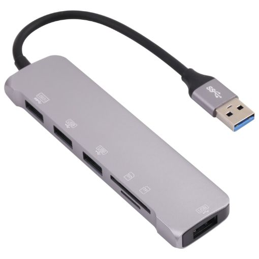 6 in 1 USB Adapter: NK-3043HD with TF/SD Slot, USB 3.0 & 3 USB 2.0 Ports - 1