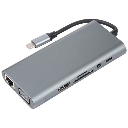 11-in-1 USB-C/Type-C Docking Station HUB Adapter with 100M Network Port - 1