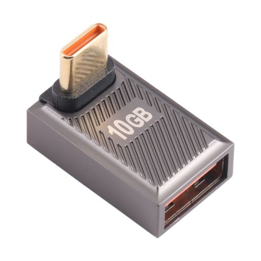 USB-C Male to USB Female 10 Gbps 90 Adapter - Gun Metal - 1