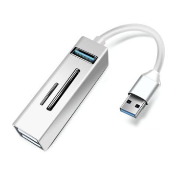5 in 1 USB3.0 Hub Adapter with 3 USB Ports & SD/TF Card Reader Silver - 1