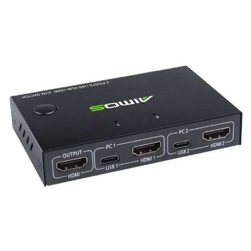 AIMOS AM-KVM201CC 2-Port USB Hub HDMI KVM Switch - No Extension Cable - 1