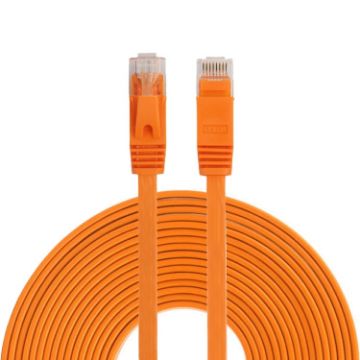 10m Orange CAT6 Ultra-thin Flat Ethernet LAN Cable RJ45 Patch Lead - 1