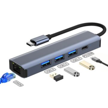 BYL-2302 5-in-1 USB-C Docking Station HUB with 1000M Network Port - 1