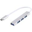 T-818 USB-C Hub Adapter: 4 x USB 3.0 Ports, Silver - 1