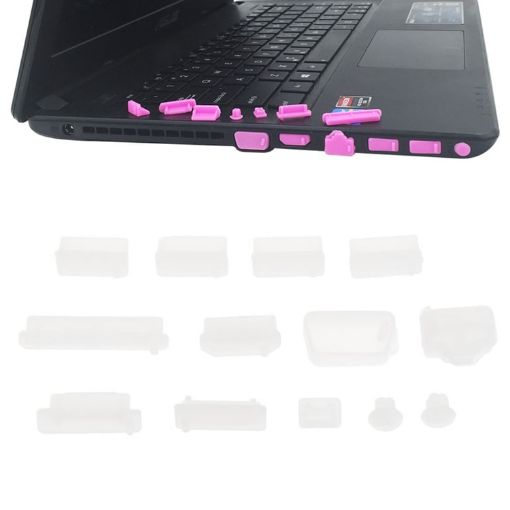 Universal Silicone Anti-Dust Plugs for Laptop - 13 in 1 Transparent Set - 1