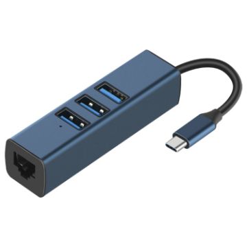 RDS 6307-3 USB-C to USB3.0 + Dual USB2.0 + RJ45 4-in-1 HUB Adapter - 1
