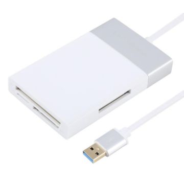 6 In 1 Multi-function Card Reader: USB 3.0, XQD, CF, TF, SD - Silver - 1