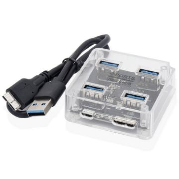USB2.0 4 in 1 Multifunctional Transparent Desktop HUB Square Design - 1
