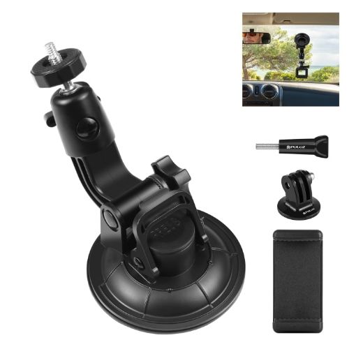 PULUZ Car Suction Cup Mount with Phone Clamp, Screw & Tripod Adapter - 1