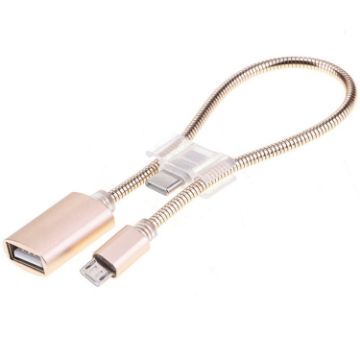 24cm Gold Micro USB to USB-C OTG Adapter Data Cable Aluminum Alloy - 1