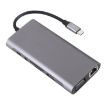 11-in-1 USB-C Hub: VGA, LAN, 4 USB 3.0, SD/TF, HDMI, Audio, Dark Gray - 2