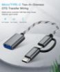 USB 3.0 Female to Micro USB & USB-C Male OTG Adapter Cable 17cm Grey - 8