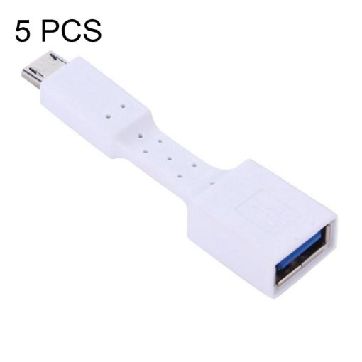5 PCS Micro USB to USB 3.0 OTG Adapter (White) - Male to Female Converter - 1