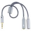 HY191 2 in 1 3.5mm Male to Mic + Audio Female Cable, 26cm Braided - 3