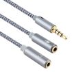 HY191 2 in 1 3.5mm Male to Mic + Audio Female Cable, 26cm Braided - 4