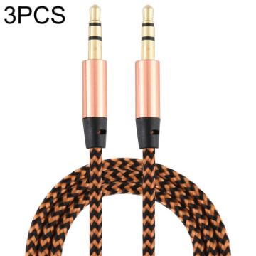 3 PCS K10 3.5mm Male to Male Nylon Audio Cable 1m Gold - 1