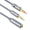 YH192 2 in 1 3.5mm Female to Mic + Audio Male Cable, 22cm, Grey - 4