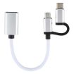 USB 3.0 Female to Micro USB & USB-C OTG Adapter Cable, 11cm, White - 3