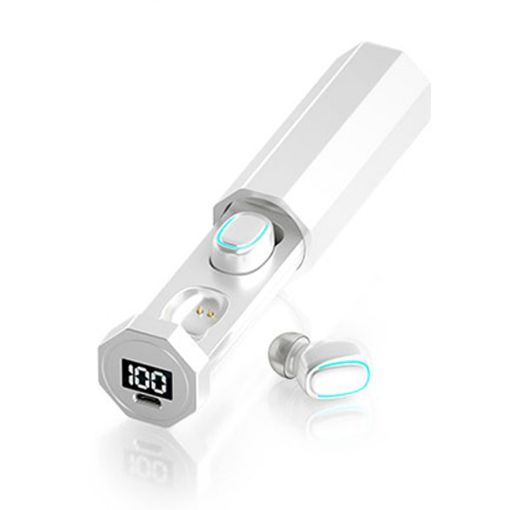 C1 Bluetooth 5.0 TWS Earphones with Touch Display & Charging Box (White) - 1