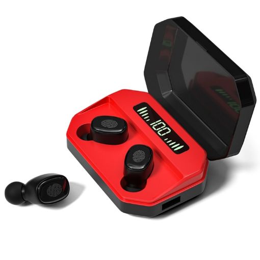 M8 Bluetooth 5.0 TWS Earphones with Touch Display & Charging Box Red - 1