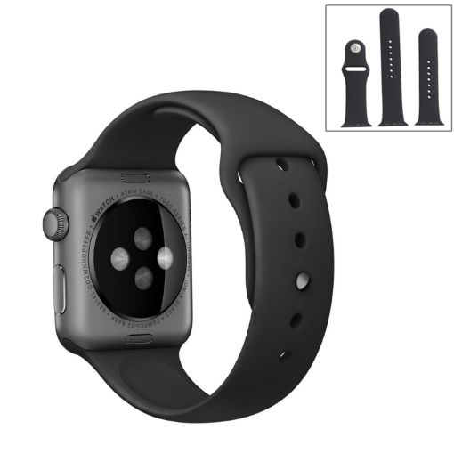 Apple Watch Ultra & Series 9/8/7/SE Rubber Band 3-in-1 Black  - 1